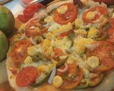 A picture of step 5 of Veggie chicken pizza.