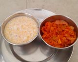 A picture of step 3 of Boondi ratia with onion veg.