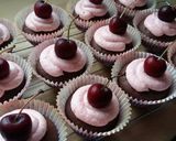 A picture of step 11 of Vickys Chocolate Cherry Cupcakes, GF DF EF SF NF.