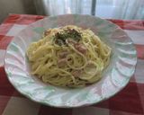 A picture of step 9 of Sublime Pasta with Garlic, Bacon and Heavy Cream.