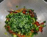 A picture of step 3 of Spring onion, Methi and Alu sabzi.
