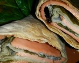 A picture of step 4 of Sig's Delicious baked vegetarian Wrap.