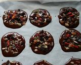 A picture of step 5 of Vickys Chocolate Bark Buttons, GF DF EF SF NF Vegan.