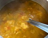 A picture of step 2 of Idli sambar with coconut chutney.