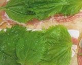 A picture of step 1 of Pork Roast and Shiso Leaves Wrapped Rolls.