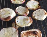 A picture of step 3 of Grilled Baby Turnips with Garlic Oil.