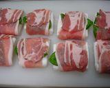 A picture of step 1 of Pan Fried Pork-Wrapped Hanpen Fish Cakes with Basil.