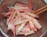 A picture of step 1 of Fish Sausage and Nagaimo with Black Pepper.