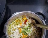 A picture of step 2 of Rice Pulao with Tomato soup.