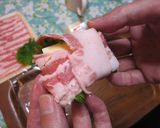 A picture of step 2 of Pork Wrap with Shiso Leaves and Cheese.