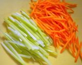 A picture of step 2 of Sweet Potato and Celery Salt and Butter Flavored Kinpira.