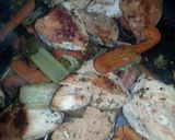 A picture of step 1 of Pan fry chicken & veggies with brown rice.