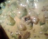 A picture of step 2 of Brussel sprouts bacon potatoes and cheese sauce.