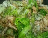 A picture of step 4 of Sweetly Steamed Cabbage and Aburaage with Basil.