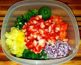 A picture of step 1 of Mike's Strawberry Pineapple Jalapeño Salsa.