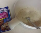 A picture of step 1 of Martha White muffin mix pancakes.