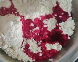 A picture of step 4 of Beetroot shakarpara.