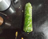 A picture of step 6 of Aloo Vadi or Patra.