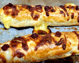 Foto del paso 7 de la receta: Bratwurst con mostaza y miel en hojaldre
