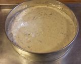 A picture of step 4 of Smoked Salmon and Blue Cheese Cheesecake with an Avocado Cream Topping.