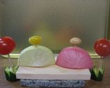 A picture of step 5 of Oshizushi (Pressed Sushi) for Hina Matsuri (Doll's Festival).