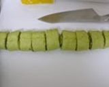 A picture of step 5 of Green Tea Spiral Rolls with Adzuki Beans.