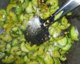 A picture of step 3 of Kheksi ki bhujia/spine gourd fry.
