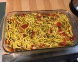 Une image de l'étape 10 de Gratin de spatzles au thon, poivrons rouges et emmental en panure épicée.