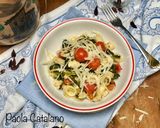 A picture of step 7 of Orecchiette with Broccoli Rabe and Cherry Tomatoes.