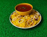 A picture of step 5 of Veg turmeric pulao.