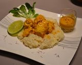 Une image de l'étape 4 de Curry de lotte, crème de coco, citron vert et safran.