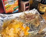 Foto del paso 2 de la receta: Rollo de Plátano frito relleno de puré de salmón, hierbas aromáticas y jamón Serrano