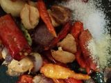 Lalapan terong lauk tempe tepung