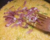 A picture of step 6 of Saffron, zucchine (with flowers) and speck risotto.