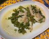 Une image de l'étape 11 de Filets de lieu jaune au poivron vert, persil et citron.