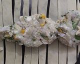 A picture of step 3 of Mummy kabab wrapped, hand garlic toast and eyeball punch.