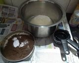 A picture of step 1 of Anniversary chocolate vanila cake.