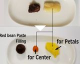 A picture of step 3 of Nerikiri Wagashi: "Suisen flowers".