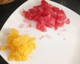 A picture of step 4 of Ghee Residue Cake with Melon Orange Compote.