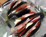Une image de l'étape 14 de Éventail d'aubergine au jambon tomate et mozzarella.