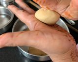 A picture of step 2 of Dal Bati Churma with pickled onions.