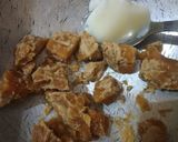 A picture of step 2 of Dry fruit rose petals chikki.