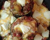 A picture of step 7 of Stuffed eggplant with the trimmings.
