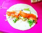 A picture of step 5 of Smoked Salmon and Cream Cheese Wraps.