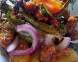 A picture of step 7 of Baigan aloo in pickle gravy.