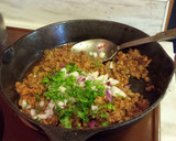 A picture of step 2 of Chorizo Hash with Over Easy Eggs.