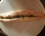 A picture of step 5 of Green garlic laccha paratha with matar paneer.