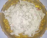 A picture of step 5 of Fettuccine Chicken Alfredo(my version).