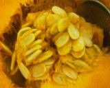 A picture of step 4 of Whole Kabocha Pudding Cake for Halloween.