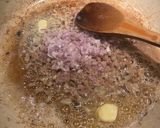 A picture of step 4 of Salisbury steak with mushroom gravy.